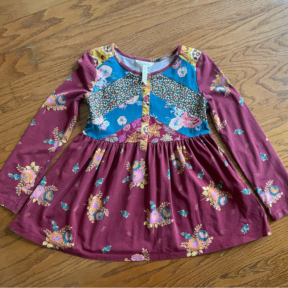 Matilda Jane Floral Kids Top - Burgundy and Blue
